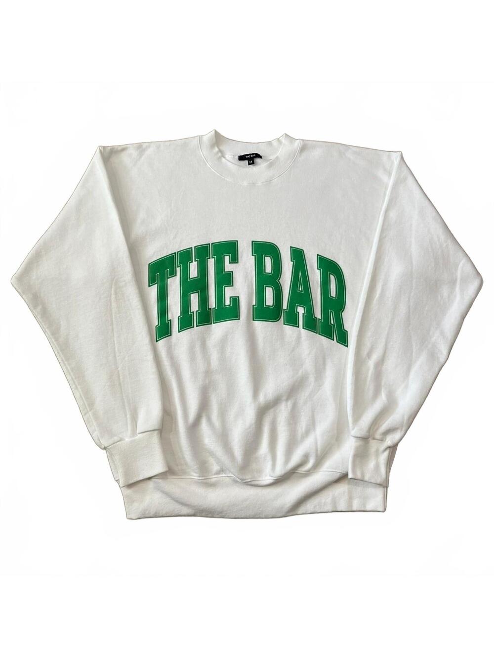 The Bar Varsity Sweatshirt Green White Size Medium